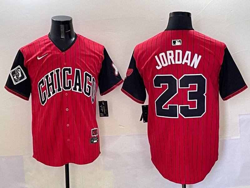 Men Chicago White Sox #23 Jordan Red Stripe Joint Name Nike 2025 MLB Jersey style 42->chicago white sox->MLB Jersey